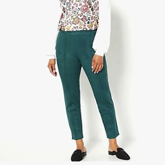 1X Petite - J Jason Wu | Evergreen Faux Suede Straight-Leg Pants (Petite) - Picture 6 of 6